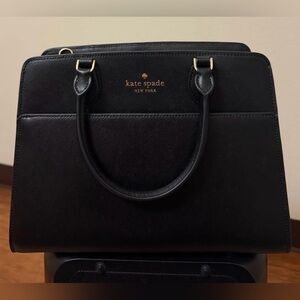 kate spade Madison Black Structured Saffiano Leather Crossbody Satchel
